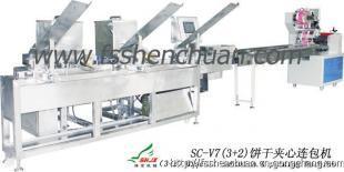 3+2饼干夹心连包机 高效自动化的饼干生产线核心设备
